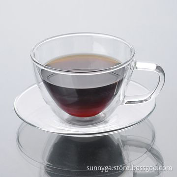 300mL Double Wall Boric Acid Silicone Cup and Saucer Set with Double Wall